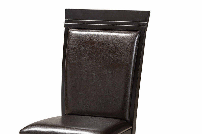 Clare Modern and Contemporary Dark Brown Faux Leather Upholstered and Dark Brown Finished Wood 5-Piece Dining Set