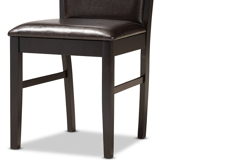 Clare Modern and Contemporary Dark Brown Faux Leather Upholstered and Dark Brown Finished Wood 5-Piece Dining Set