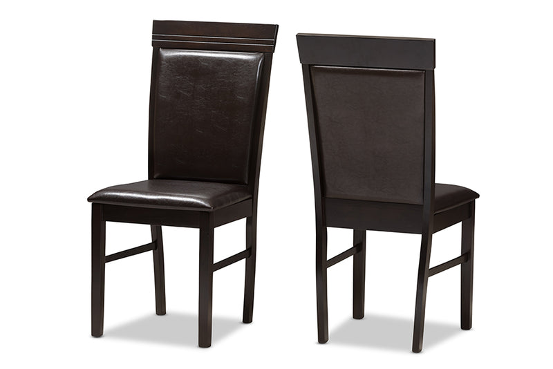 Agustus Modern and Contemporary Dark Brown Faux Leather Upholstered Dining Chair (Set of 2)