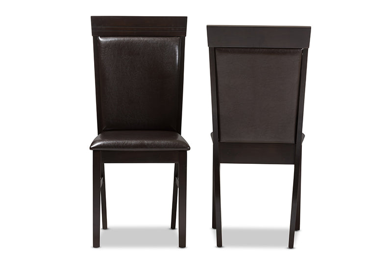 Agustus Modern and Contemporary Dark Brown Faux Leather Upholstered Dining Chair (Set of 2)