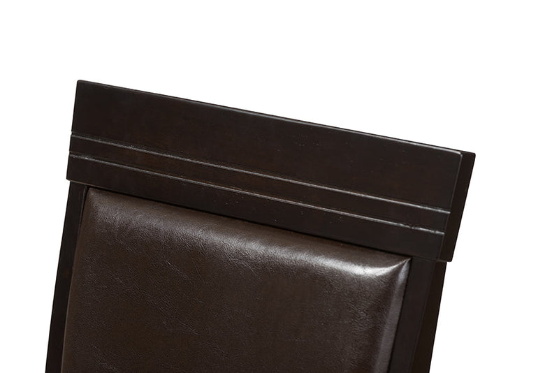 Agustus Dark Brown Faux Leather Upholstered Dining Chair (Set of 2) Baxton