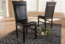 Agustus Dark Brown Faux Leather Upholstered Dining Chair (Set of 2) Baxton