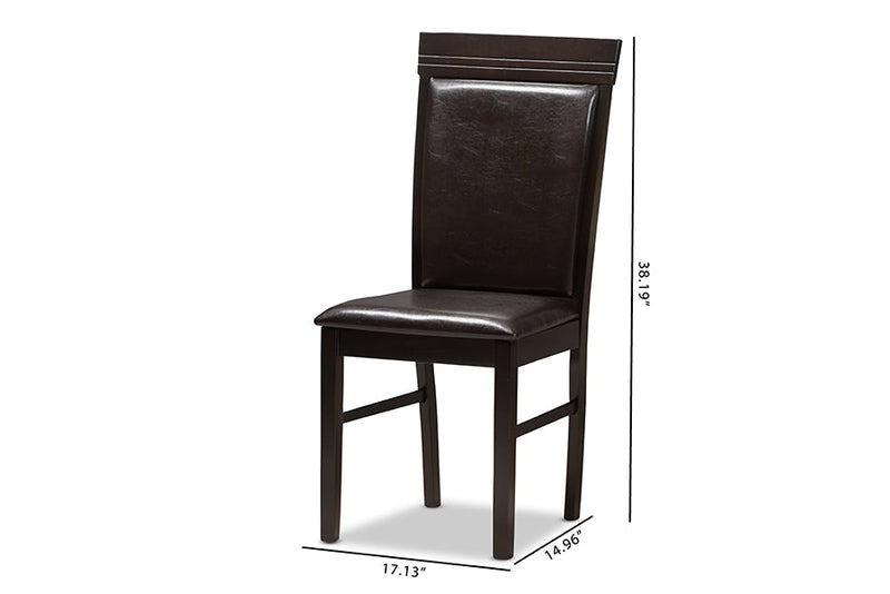Agustus Dark Brown Faux Leather Upholstered Dining Chair (Set of 2) Baxton