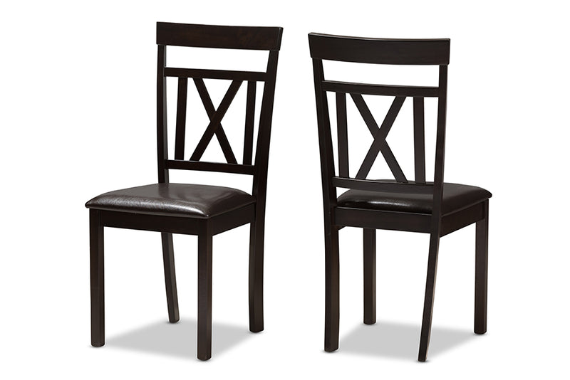 Milagra Modern and Contemporary Dark Brown Faux Leather Upholstered Dining Chair (Set of 2)