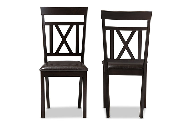 Milagra Dark Brown Faux Leather Upholstered Dining Chair (Set of 2) Baxton