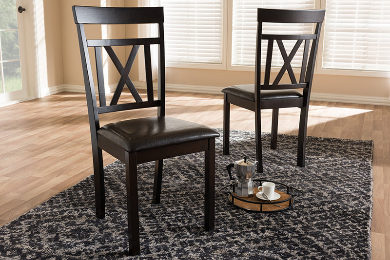 Milagra Modern and Contemporary Dark Brown Faux Leather Upholstered Dining Chair (Set of 2)