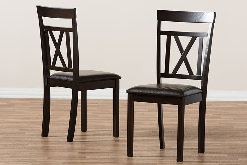 Milagra Modern and Contemporary Dark Brown Faux Leather Upholstered Dining Chair (Set of 2)