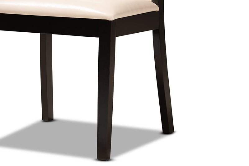 Thalassa Beige Faux Leather Upholstered and Dark Brown 5-Piece Dining Set Baxton