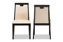 Reinu Beige Faux Leather Upholstered and Dark Brown Dining Chair (Set of 2) Baxton