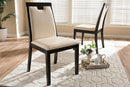 Reinu Beige Faux Leather Upholstered and Dark Brown Dining Chair (Set of 2) Baxton