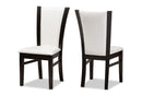 Francine Dark Brown Finished White Faux Leather Dining Chair (Set of 2) Baxton