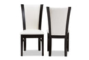 Francine Dark Brown Finished White Faux Leather Dining Chair (Set of 2) Baxton