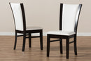 Francine Dark Brown Finished White Faux Leather Dining Chair (Set of 2) Baxton