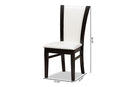 Francine Dark Brown Finished White Faux Leather Dining Chair (Set of 2) Baxton