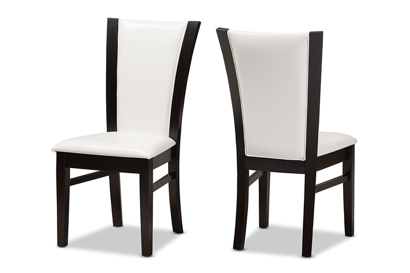 Francine Modern and Contemporary 5-Piece Dark Brown Finished White Faux Leather Dining Set