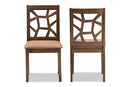 Caspia Light Brown Fabric Walnut Brown Finished Dining Chair (Set of 2) Baxton