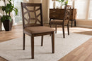 Caspia Light Brown Fabric Walnut Brown Finished Dining Chair (Set of 2) Baxton