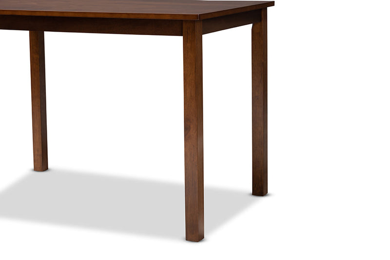 Caspia Light Brown Fabric Walnut Brown Finished 5-Piece Wood Dining Set Baxton