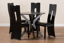 Sheldon Dark Brown Faux Leather Upholstered and Dark Brown 5-Piece Dining Set Baxton