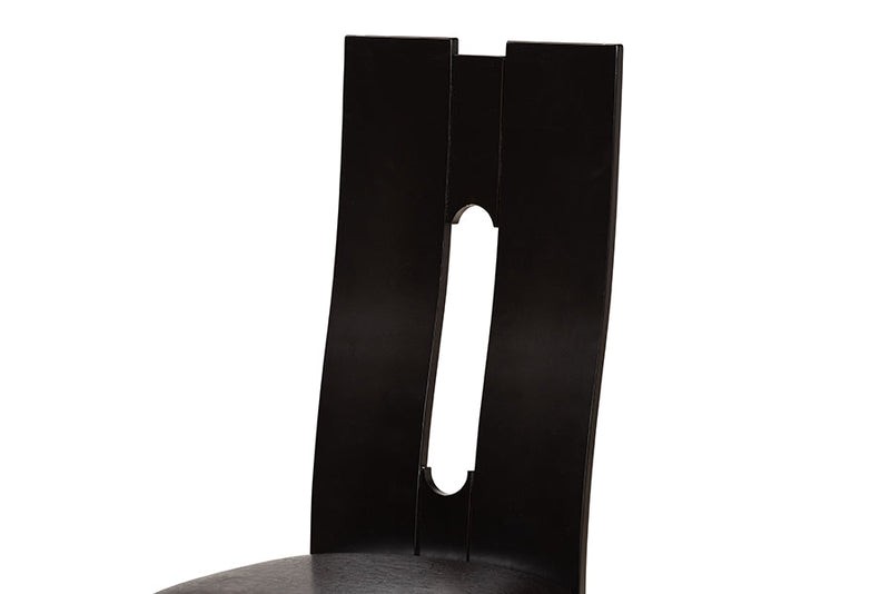 Ladonna Dark Brown Faux Leather Upholstered and Dark Brown 5-Piece Dining Set Baxton