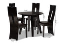 Ladonna Dark Brown Faux Leather Upholstered and Dark Brown 5-Piece Dining Set Baxton
