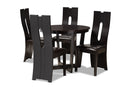 Ridgely Dark Brown Faux Leather Upholstered and Dark Brown 5-Piece Dining Set Baxton