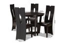 Ridgely Dark Brown Faux Leather Upholstered and Dark Brown 5-Piece Dining Set Baxton
