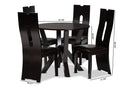 Brittany Dark Brown Faux Leather Upholstered and Dark Brown 5-Piece Dining Set Baxton