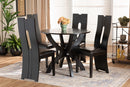 Elada Dark Brown Faux Leather Upholstered and Dark Brown 5-Piece Dining Set Baxton