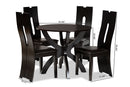 Elada Dark Brown Faux Leather Upholstered and Dark Brown 5-Piece Dining Set Baxton