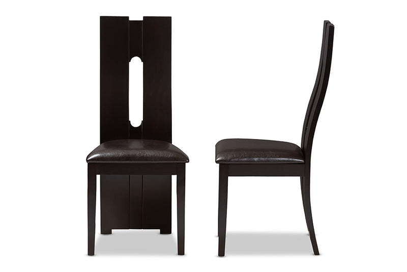 Hilda Modern and Contemporary Dark Brown Faux Leather Upholstered Dining Chair (Set of 2)