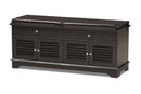 Accorsa Dark Brown Wood 2-Drawer Shoe Storage Bench Baxton
