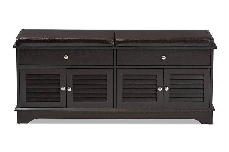 Accorsa Modern and Contemporary Dark Brown Wood 2-Drawer Shoe Storage Bench