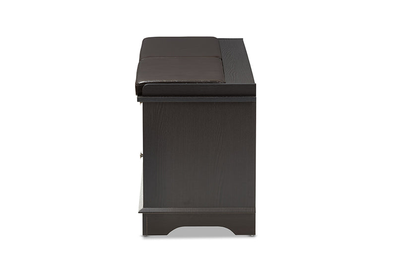 Accorsa Modern and Contemporary Dark Brown Wood 2-Drawer Shoe Storage Bench