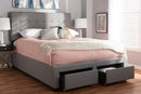 Chester Gray Fabric Upholstered Queen Size Storage Bed Baxton