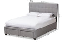 Chester Gray Fabric Upholstered Queen Size Storage Bed Baxton