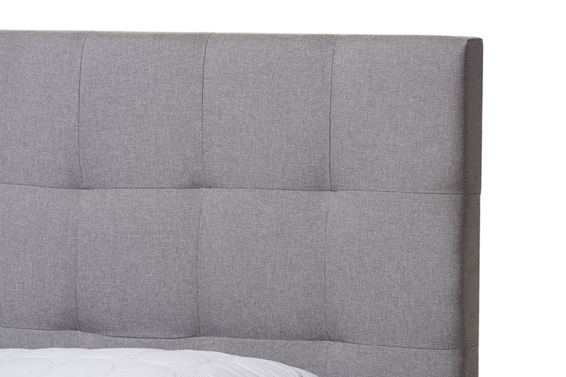Chester Gray Fabric Upholstered Queen Size Storage Bed Baxton