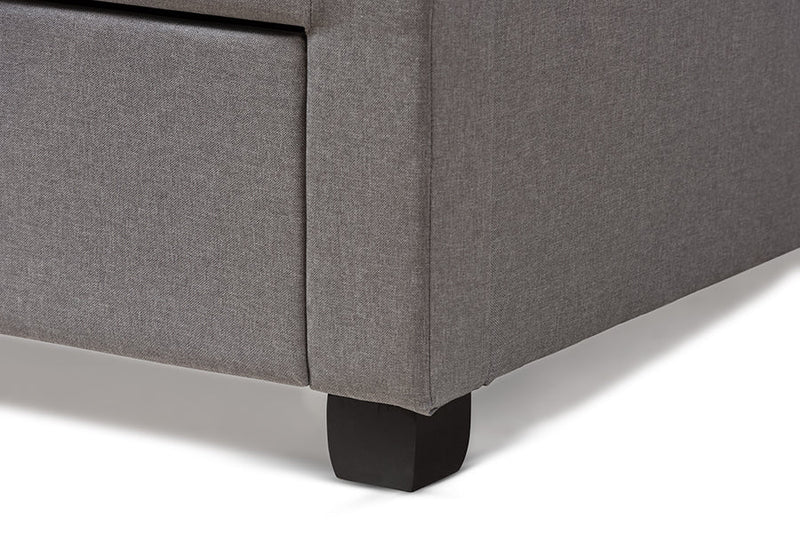Chester Gray Fabric Upholstered Queen Size Storage Bed Baxton
