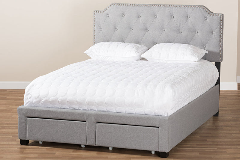 Rockford Gray Fabric Upholstered Queen Storage Bed Baxton