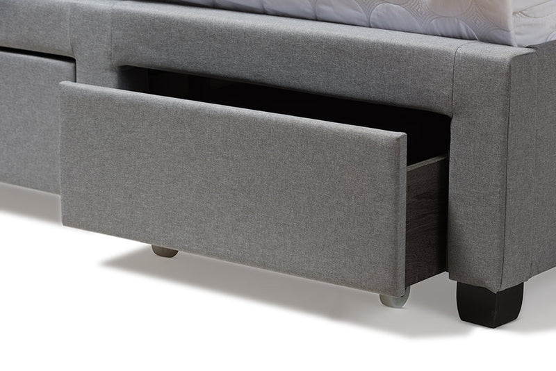 Rockford Gray Fabric Upholstered Queen Storage Bed Baxton