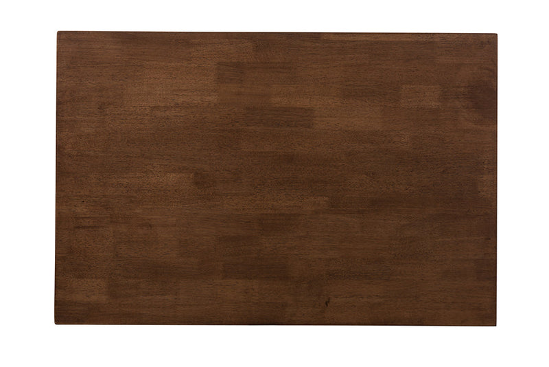 Macayle Walnut-Finished Light Gray Fabric Upholstered 5-Piece Dining Set Baxton