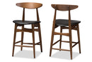 Elara Black Faux Leather Upholstered Walnut Finished Counter Stool (Set of 2) Baxton