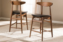 Elara Black Faux Leather Upholstered Walnut Finished Counter Stool (Set of 2) Baxton