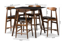 Elara Black Faux-Leather Upholstered Walnut Finished 5-Piece Pub Set Baxton
