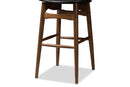 Elara Black Faux Leather Upholstered Walnut Finished Bar Stool (Set of 2) Baxton