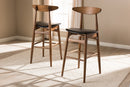 Elara Black Faux Leather Upholstered Walnut Finished Bar Stool (Set of 2) Baxton