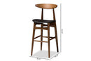 Elara Black Faux Leather Upholstered Walnut Finished Bar Stool (Set of 2) Baxton