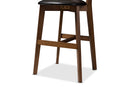 Paricia Black Faux Leather Upholstered Walnut Finished Counter Stool (Set of 2) Baxton