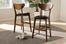 Paricia Black Faux Leather Upholstered Walnut Finished Counter Stool (Set of 2) Baxton