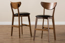 Paricia Black Faux Leather Upholstered Walnut Finished Counter Stool (Set of 2) Baxton